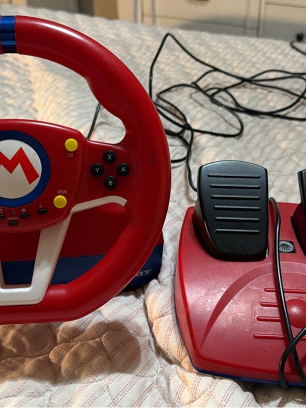 Nintendo Red Steering Wheel and Pedal Controller